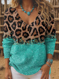 Women's Western Retro Pattern Print Long Sleeve Top artswardrobe