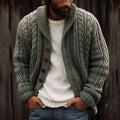 Men's Vintage Braided Lapel Button Down Sweater elevenforest