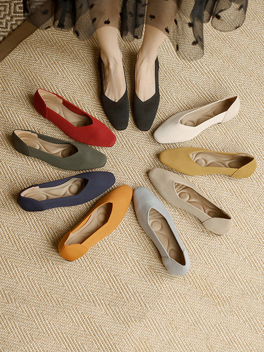Color Square-toe Flats Shoes