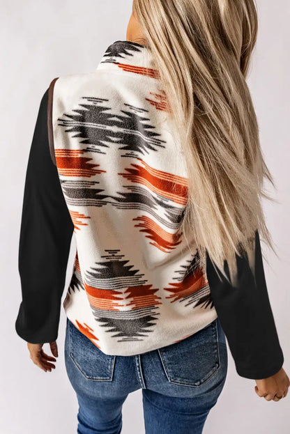 Fuzzy Multicolor Aztec Vest Jacket