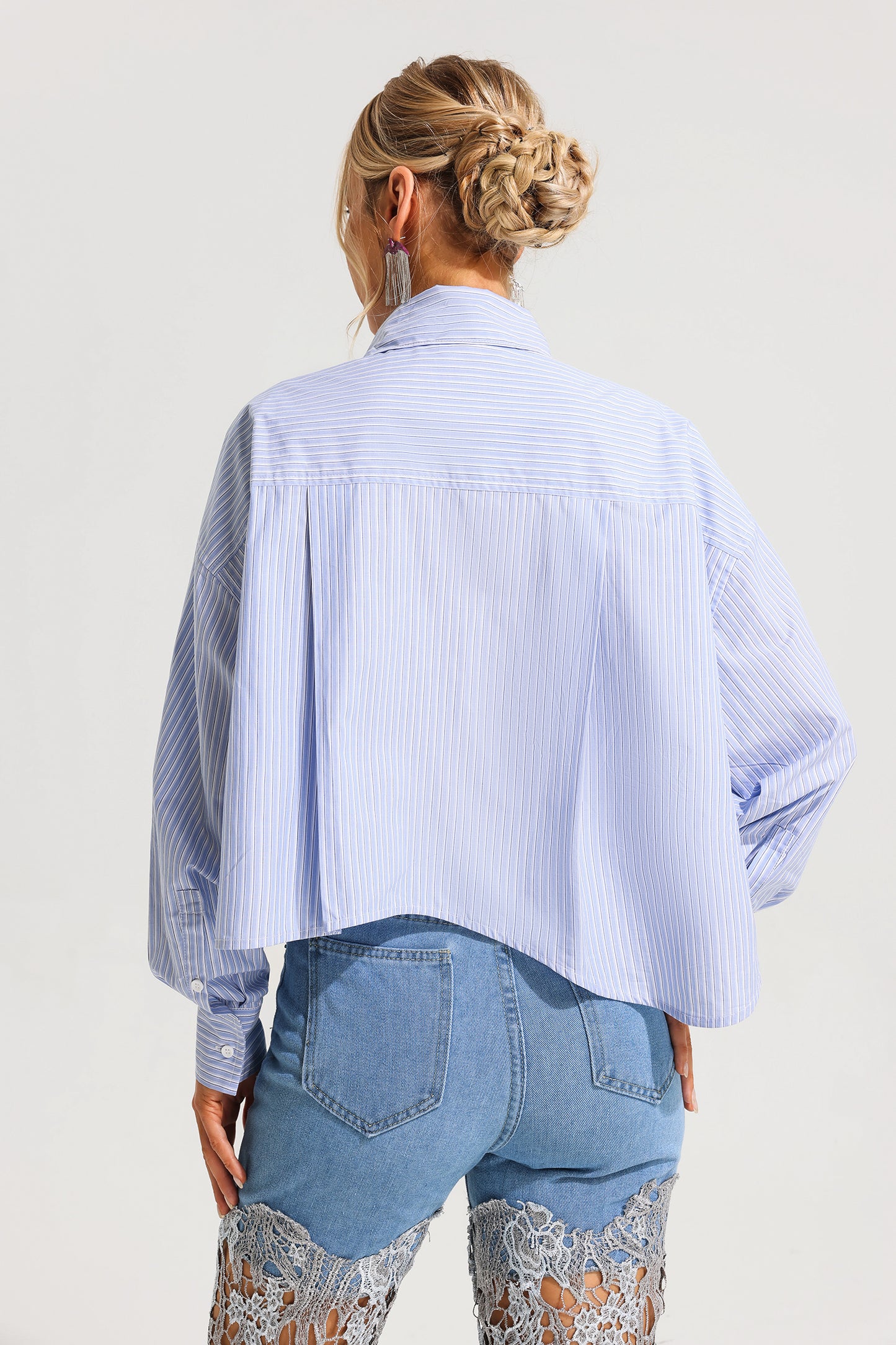 Stripe Embellished Long Sleeve Top