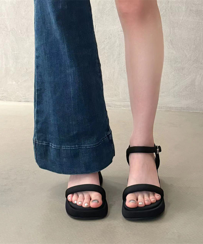 White Hollow Out Platform Sandals Peep Toe Buckle Strap Oi057