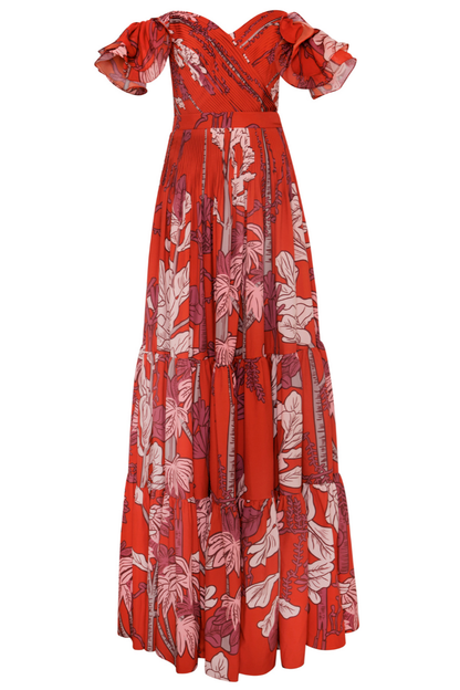 Off-shoulder Sweetheart Neck Maxi Dress
