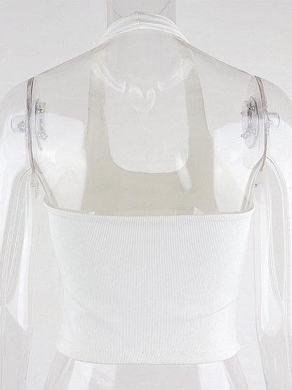 Simple Black&white Sleeveless Halterneck Tanks