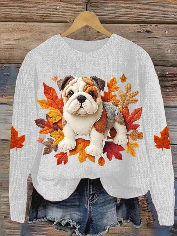 Women's Pug Maple Leaf Sweatshirt elevenforest