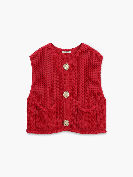 Crochet Button-front Sweater Vest