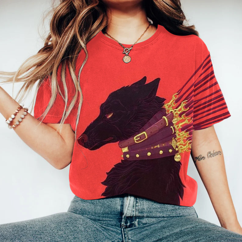 Comstylish Dog On Leash Art Graphic T-Shirt