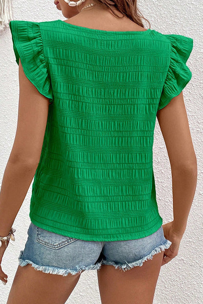 Daily Simplicity Plaid Fold Square Collar T-shirts