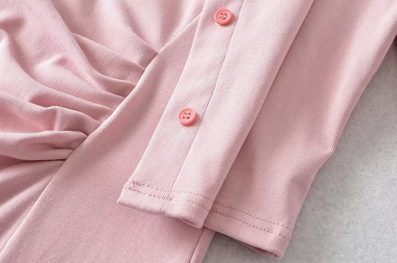 Pure Suit Autumn Winter Short Slim Long Sleeve Cardigan Inner Wear Pleated Cami Dress