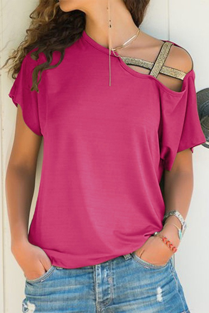 Split Joint Oblique Collar T-shirts(7 Colors)