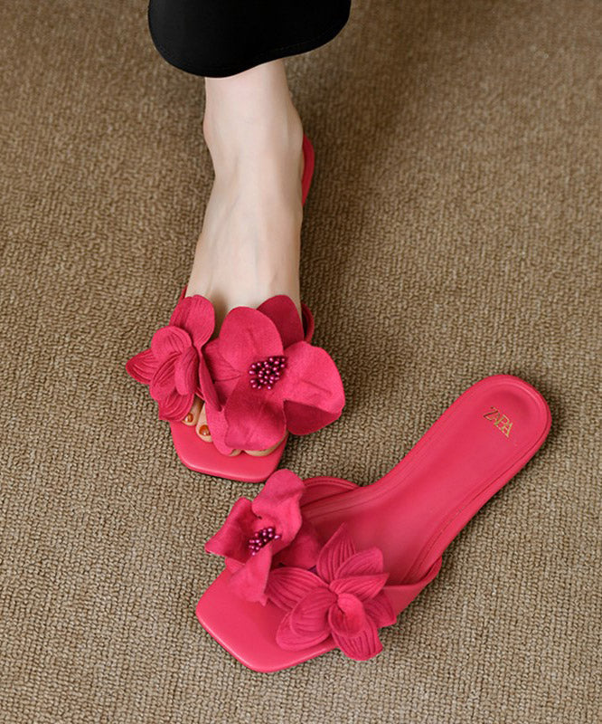 Rose Splicing French Slide Sandals Peep Toe Aa042