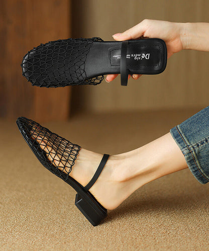 Stylish Apricot Hollow Out Splicing Slide Sandals Aa021