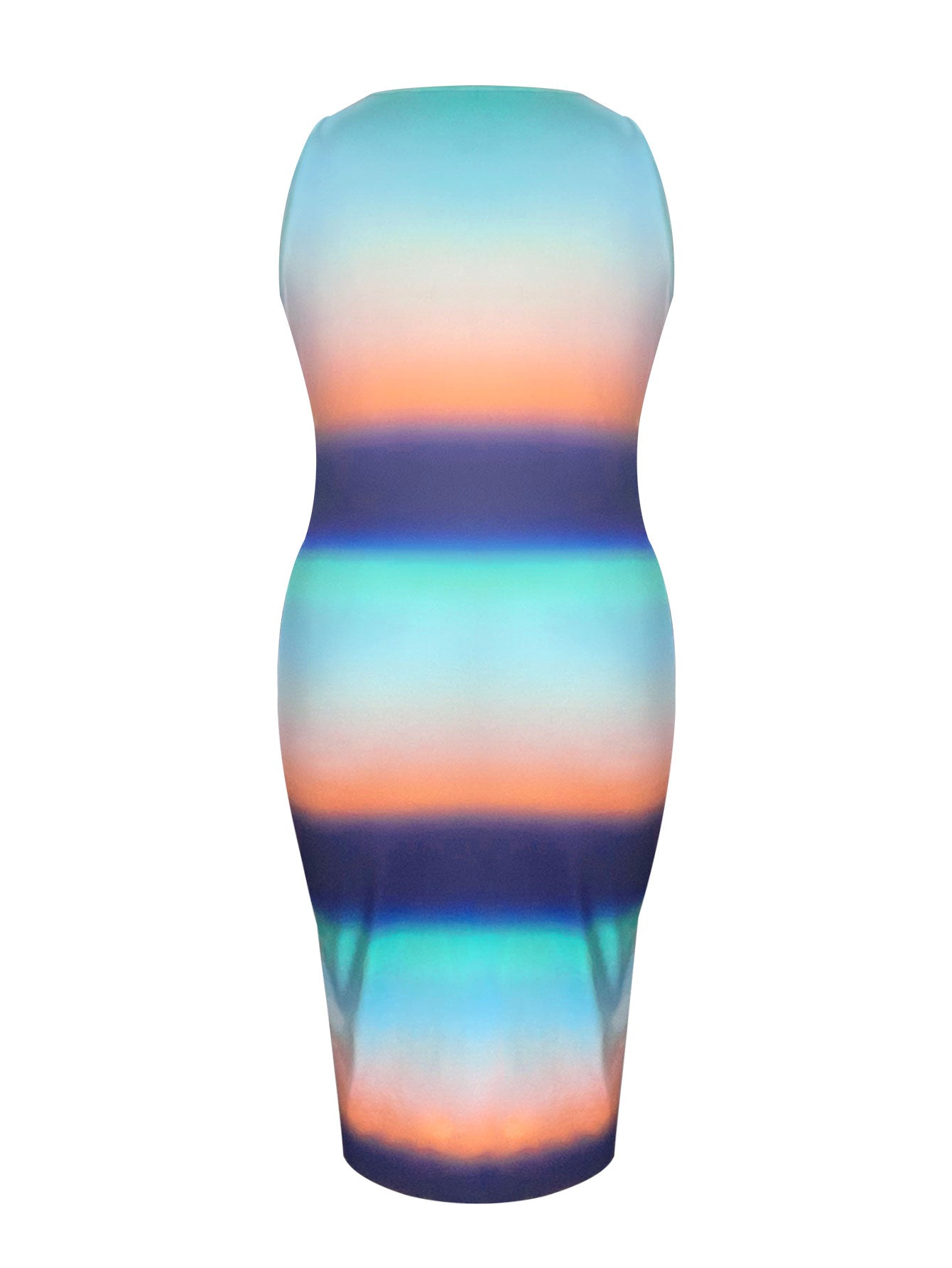4xl 5xl Striped Gradient Bodycon Cami Dress Notch Neck Sleeveless Printing Midi Dress for