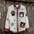 Comstylish Men's Christmas Santa Claus Pattern Long Sleeve Shirt