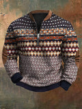Men's Vintage Textured Zipper Neck Knit Sweatshirt elevenforest