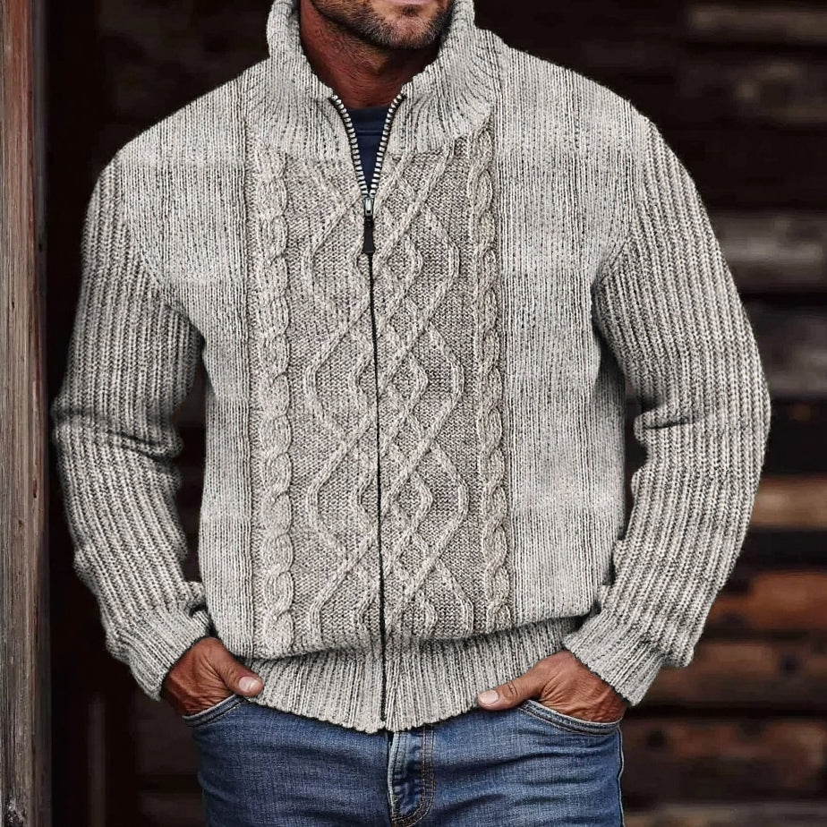 Men'S Vintage Knitted Jacquard Zipper Cozy Sweater Cardigan elevenforest