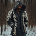 Men's Viking Celtic Knot Contrast Button Midi Cardigan Sweater artswardrobe