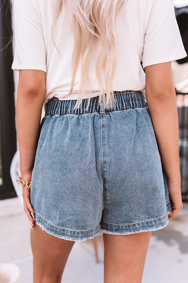 Street Pocket High Waist Denim Shorts