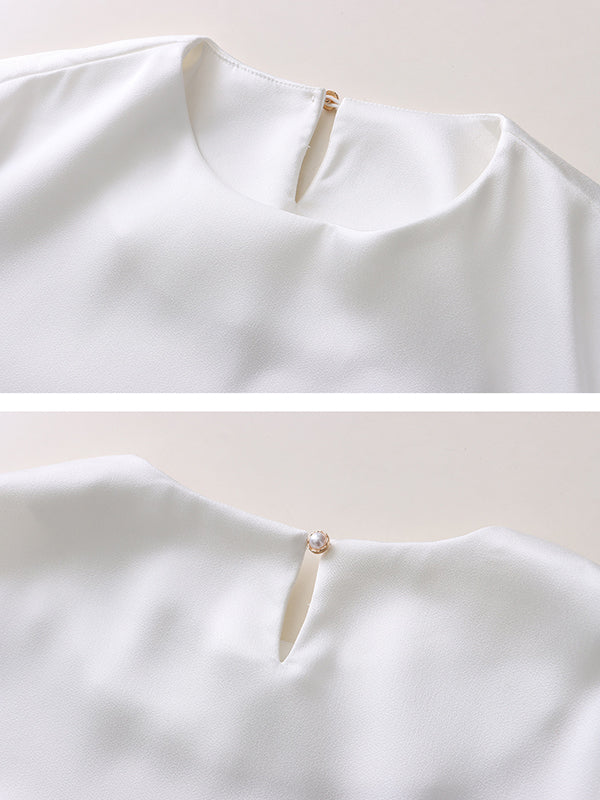 Long Sleeves Loose Color Round-neck Blouses&shirts Tops
