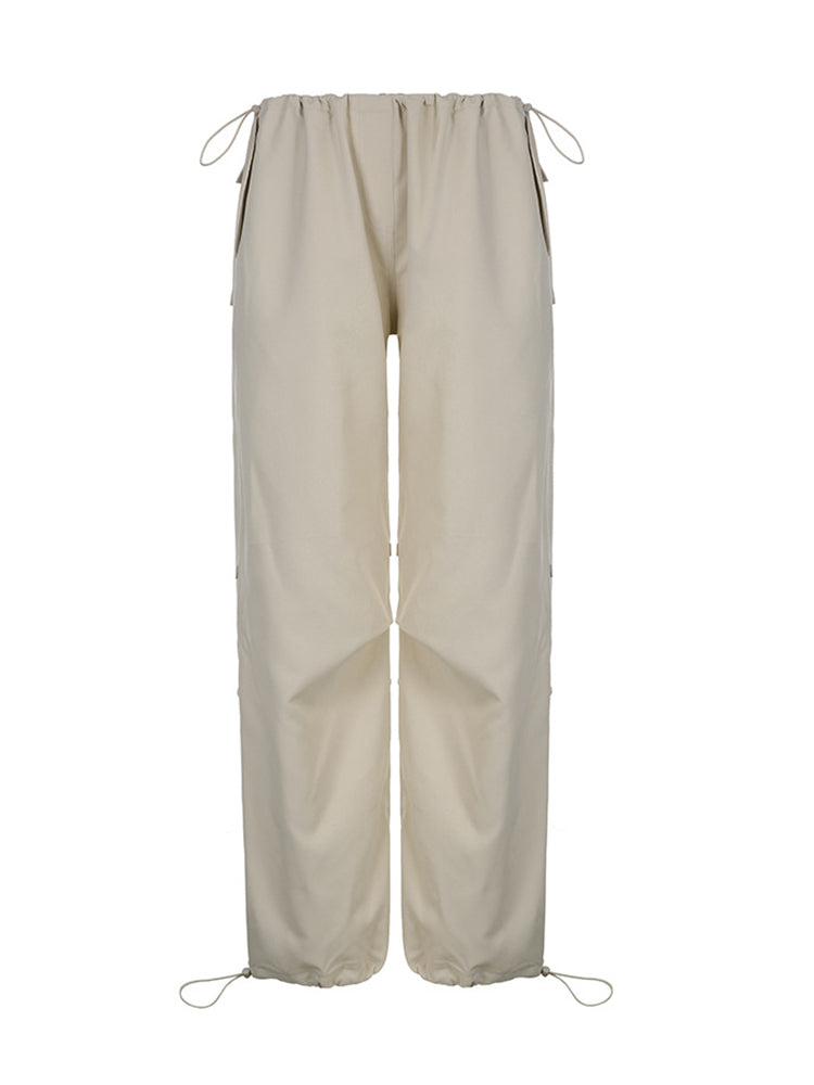 Joggers Tech Pants High Waist Brown Baggy Trousers Y2k Clothes