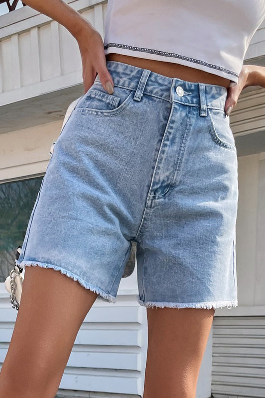 Frenchy Raw Hem Denim Shorts(8 Colors)