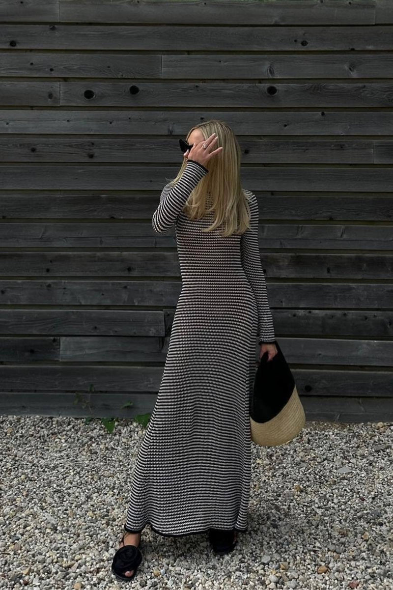 Jill Sheer Strip Knit Maxi Dress