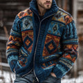 Fair Isle Geometric Ethnic Pattern Jacquard Color Block Knitted Cardigan artswardrobe