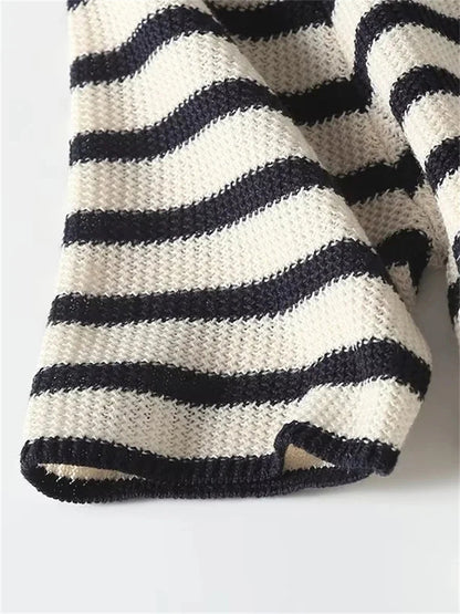 Tossy Knit Striped V-neck Long Dress ’s Short Sleeve Cardigan Party Maxi Dress