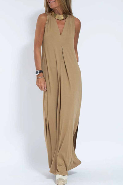 Street Patchwork V Neck Vest Dress Dresses