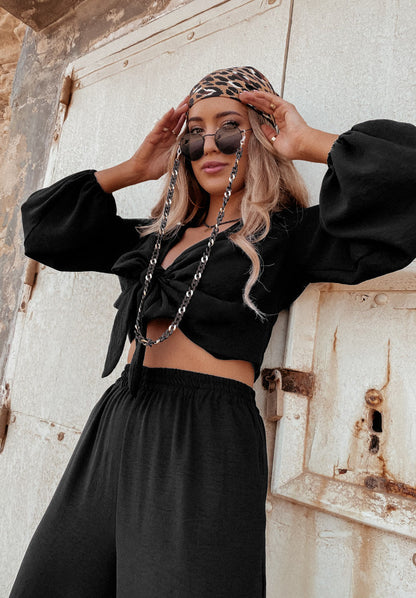 Autumn Clothing Cardigan Bundle Long Sleeve Top Wide Leg Trousers Set