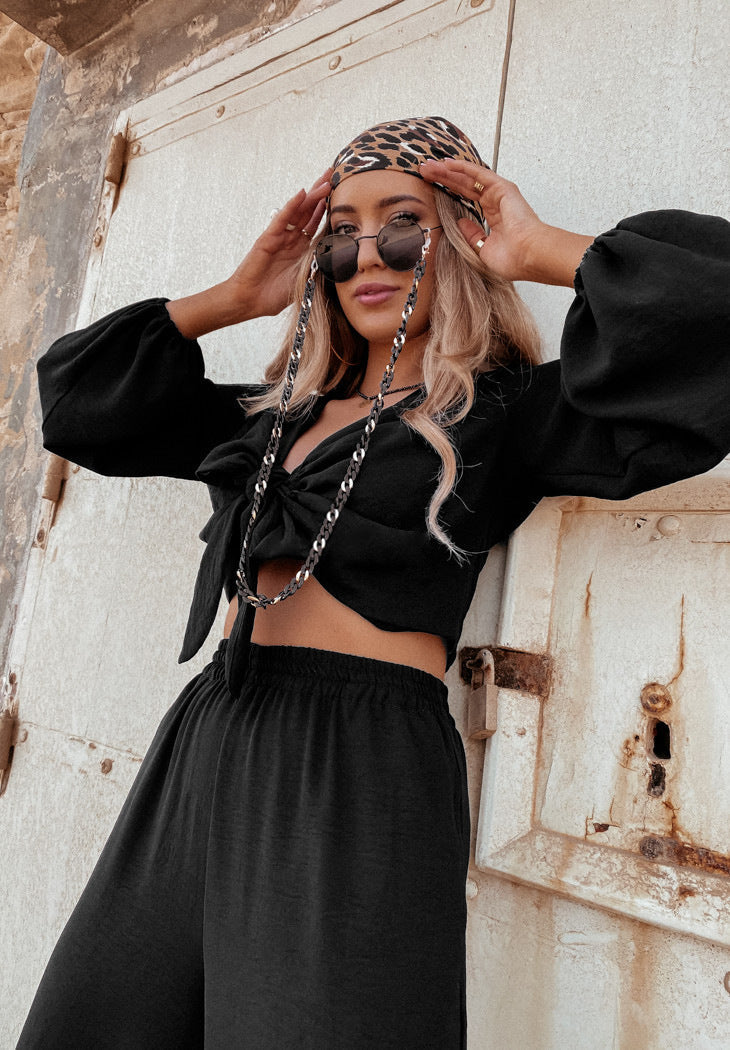 Autumn Clothing Cardigan Bundle Long Sleeve Top Wide Leg Trousers Set