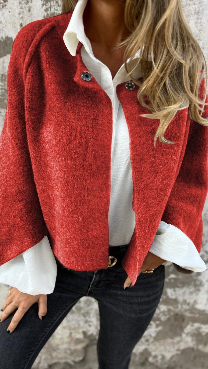 Round Neck Woolen Long Sleeve Coat