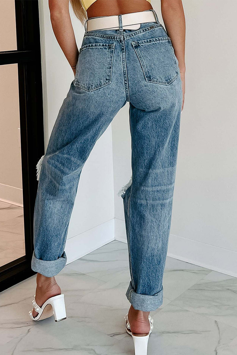 Patchwork Ripped Denim Jeans