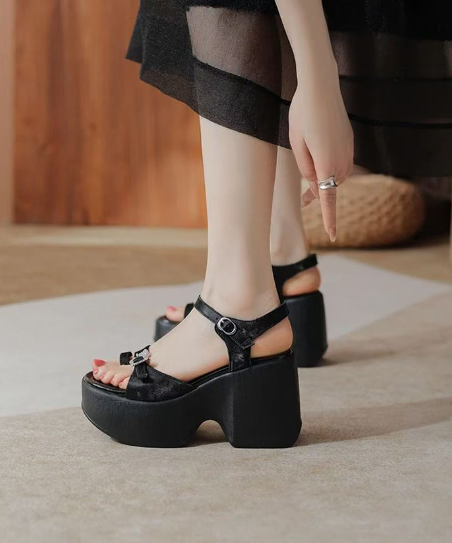 Stylish Splicing Wedge Sandals Pink Peep Toe Buckle Strap Kj056