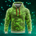 Comstylish Retro Colored Light Design Men's Winter Warm Flannel Hooded Sweatshirt