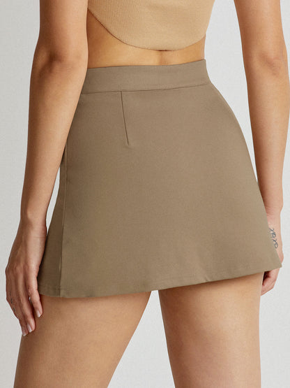 High Waisted V-line Mini Skirt With Shorts Lining