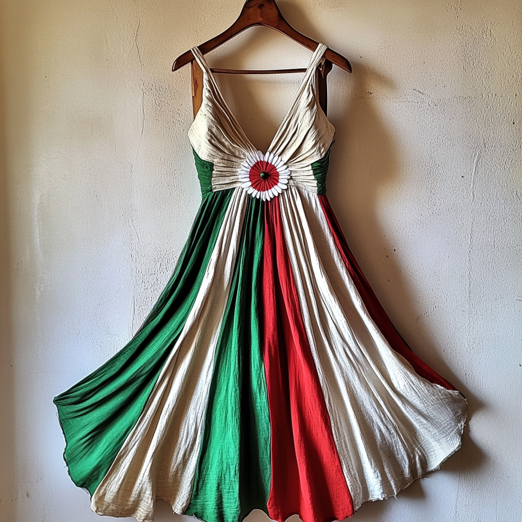 Women's Vintage Italian Flag And Daisy Short Dress artswardrobe
