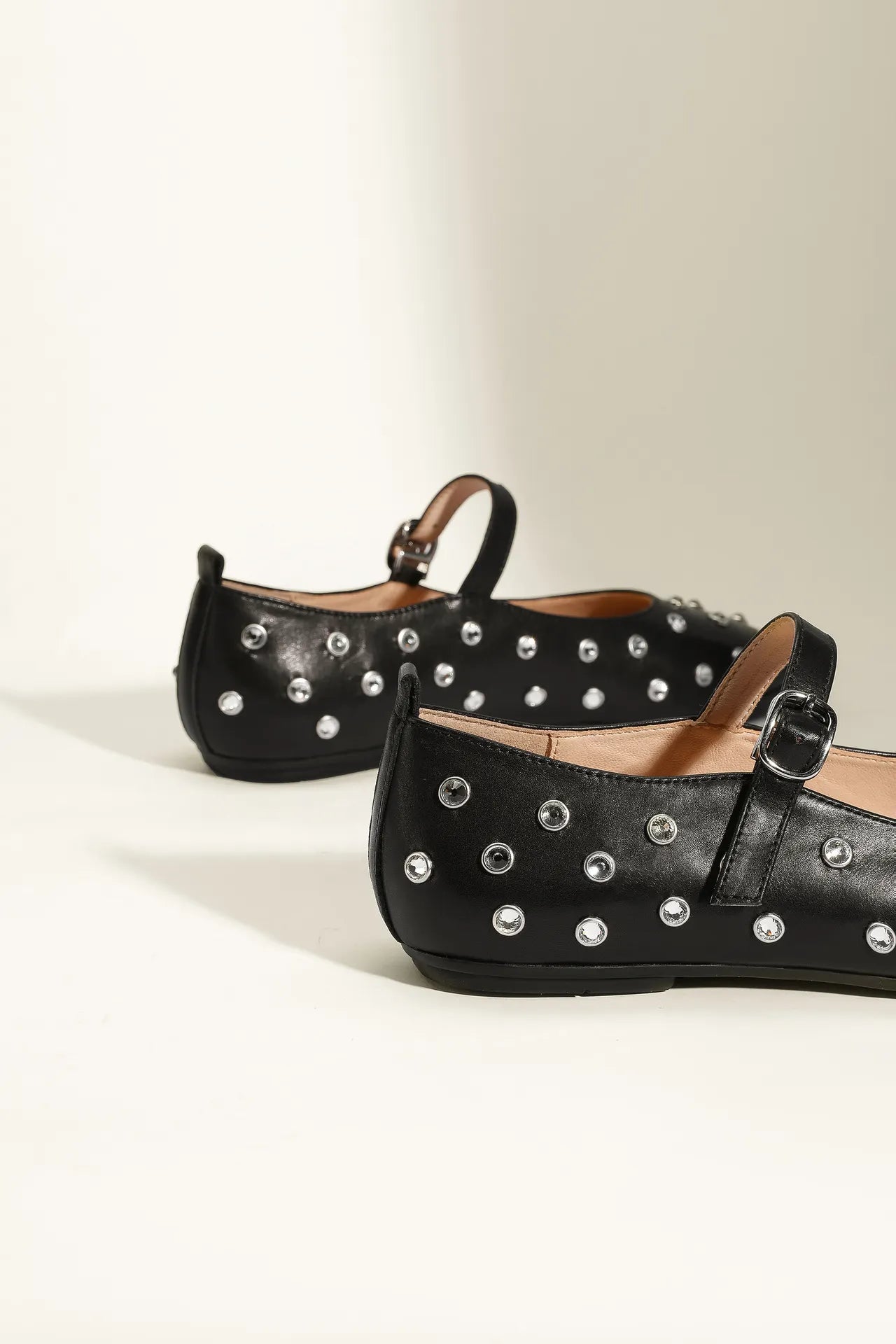 Studded Rhinestones Mary Jane One-line Buckle Ballet Flats