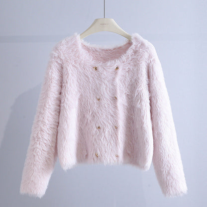 Gentle Mink Fur Sweater Coat: ’s Winter Knit Cardigan