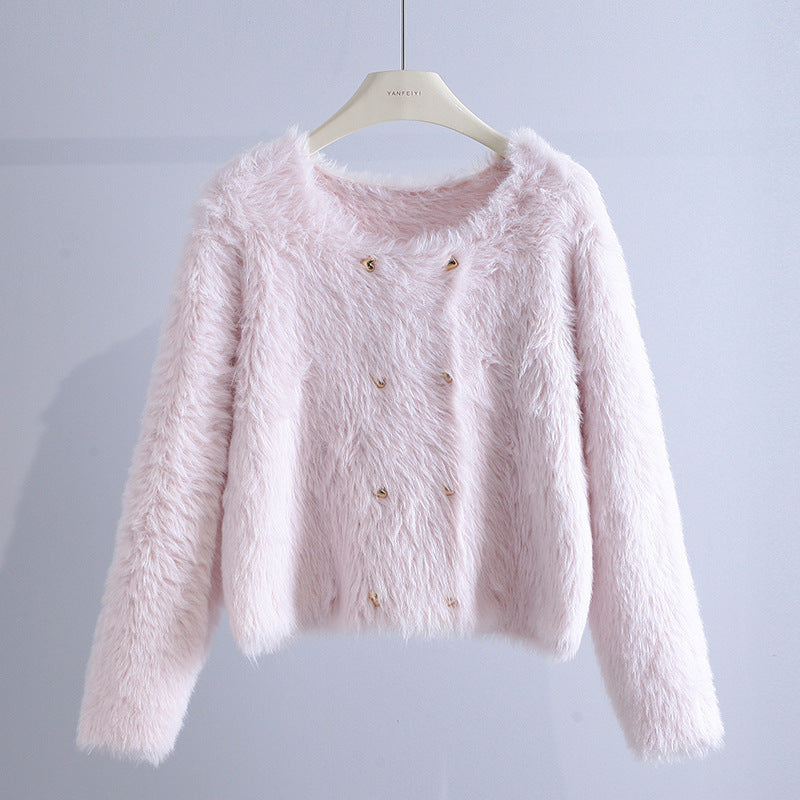 Gentle Mink Fur Sweater Coat: ’s Winter Knit Cardigan