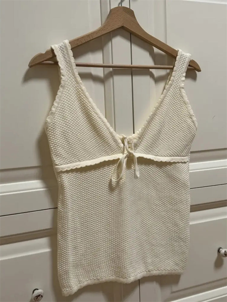 Tossy Contrast Lace-up Backless Tank Top for Summer V-neck Cropped Y2k Top Vest Strapless Slim Female Tank Top New