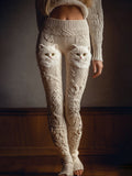 Comstylish Woman Cute Kitten Thick Needle Warm Pants