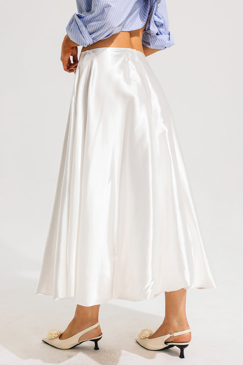 High Waisted Puffy Midi Skirt