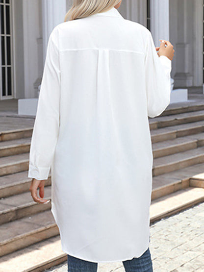 High-low Irregular Clipping Color Split-joint Lapel Blouses