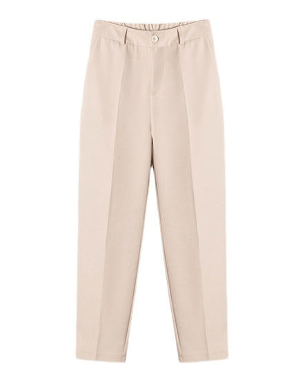 Suit Pants Woman High Waist Pants Office Lady Harem Pants Trousers Black Beige Korean Capris