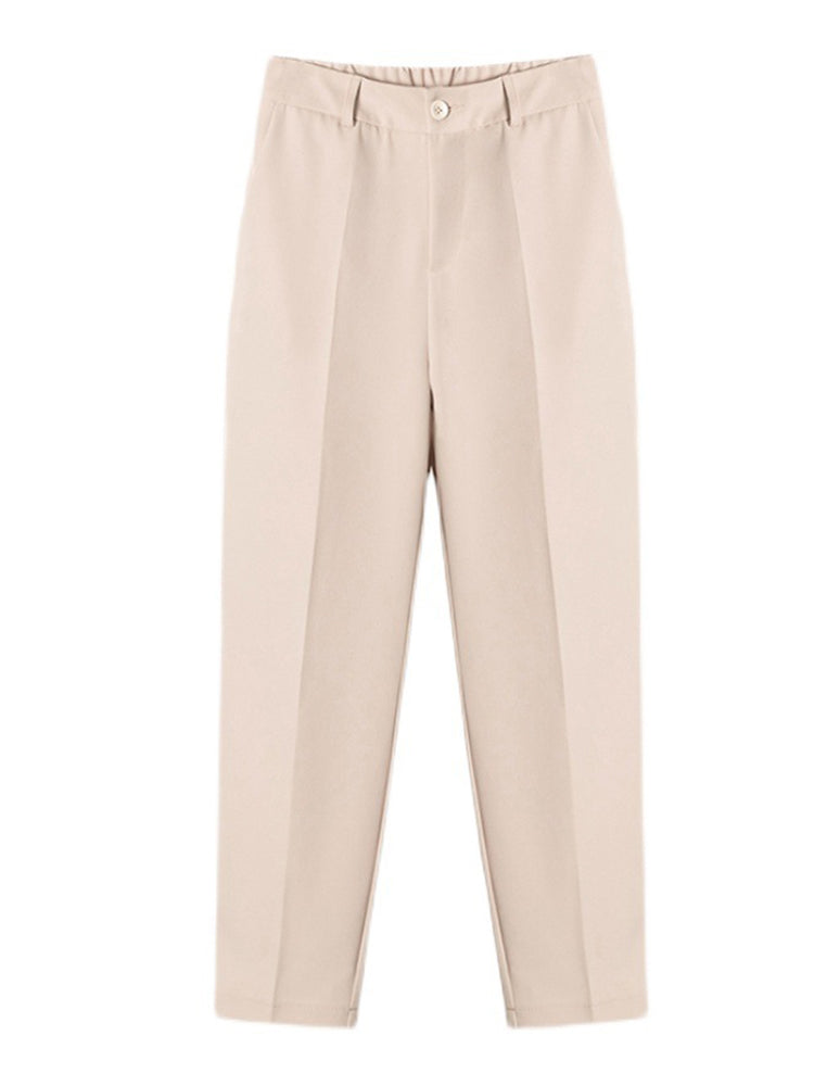 Suit Pants Woman High Waist Pants Office Lady Harem Pants Trousers Black Beige Korean Capris