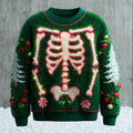 Comstylish Funny Christmas Skull Art Fleece Crew Neck Sweatshirt