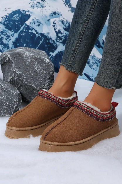 Plush Lined Snow Boots Chestnut Suede