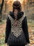 Vintage Mystical Celtic Knot Cozy Chunky Hooded Cardigan elevenforest