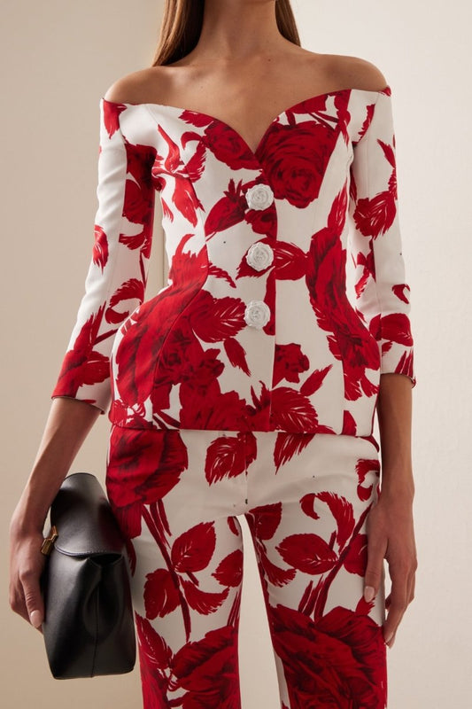 Cynthia Printed Off-shoulder Set